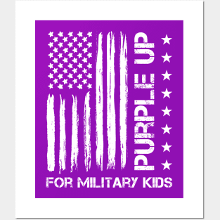 Purple Up For Military Kids USA Flag - Military Child Month Posters and Art